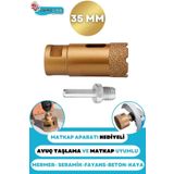 Depolife 35 Mm Granit Mermer Granit Beton Taş Delme Panç Canavar Avuç Taşlama Matkap Uyumlu Uç M14 Aparat