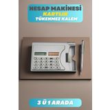 Depolife 3ü 1 Arada Taşınabilir Hesap Makinesi Güneş Enerjili Kartvizitlik Tükenmez Kalem Cep Tipi Calculator