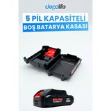 Depolife 5 Pil Kapasite Şarjlı Matkap Boş Yedek Batarya Elektrikli Alet Pil Kasası Li-ion Akü Pil Universal