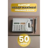 Depolife 50 Adet Taşınabilir Hesap Makinesi Güneş Enerjili Kartvizitlik Tükenmez Kalem Cep Tipi Calculator