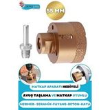 Depolife 55 Mm Granit Mermer Seramik Fayans Beton Taş Delme Panç Spiral Avuç Taşlama Matkap Uyumlu M14 Aparat