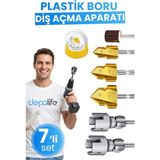 Depolife 7'li Pprc Pvc Plastik Su Borusu Diş Açma Havşa Pah Açma Aparatı Zımpara Tesisatçı Kılavuz Seti Uzun Ömürlü Tasarım