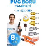 Depolife 8'li PPRC PVC Boru Makası Plastik Su Borusu Diş Açma Havşa Pah Açma Aparatı Tesisatçı Kılavuz Seti