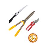 Depolife Ağaç Dal Kesme Katlanır Testere Çim Çit Ot Kesme Bahçe Düzenleme Ahşap Saplı Makası 3 Parçalı Set