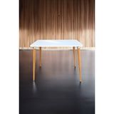 Depolife Ahşap Ayaklı Mutfak Salon Yemek Masası 60x90 Cm Gürgen Masif Ayak Beyaz Çalışma Masası