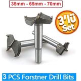 Depolife Ahşap Delme Panç Seti 35 mm 65 mm 70 mm 3lü Karot Set Matkap Freze Ucu Menteşe