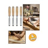 Depolife Ahşap Keski Seti 4lü Iskarpela Keskin Vanadiyum çelik Ahşap oyma Alet Takımı Ahşap Saplı Ergonomik