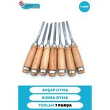 Depolife Ahşap Oyma Keski Iskarpela Bıçak Alet Seti Kaşık Kuksa Oval Oyma Yontma Torna Çakısı 7 Li Set
