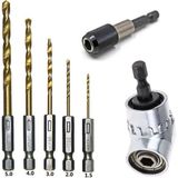 Depolife Altıgen 1/4 Hex Bits Şaftlı Uzatma Adaptörü 5li Titanyum Matkap Ucu Seti Köşe Delme Vidalama Aparatı