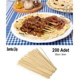 Depolife Bambu Çöp Şiş Cubuğu 200 Adet Mangal Gril Barbekü Izgara Için Ahşap Bambudan Şiş Çubuk