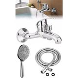Depolife Banyo Duş Bataryası Sıcak Soğuk Mix Banyo Çeşmesi Ve Spiral Hortum Ve Başlık Seti Prinç