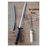 Depolife bıçak bileme oval masat ince eğe ve bileme taşı seti satır nacak bileme için 3lü set