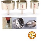 Depolife Cam Fayans Mermer Granit Delme Pancı 35 45 55mm Boru Tipi Elmas Karot Uç 3lü Set