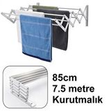 Depolife Çamaşır Balkon Kurutma Askısı Akordiyon Elbise Kurutmalık 85cm-9 Çubuk Alüminyum Duvar Montajlı duvara monte Gri