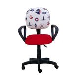 Depolife Çocuk Odası Ders Çalışma Ofis Koltuğu Gemici Dümen Desenli Kırmızı