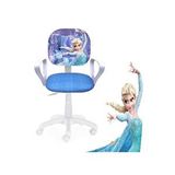 Depolife Çocuk Odası Ders Çalışma Ofis Koltuğu Öğrenci Sandalyesi Frozen Desen Beyaz Tekerlekli Yüksek Ayarlı Krem