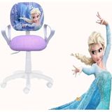 Depolife Çocuk Odası Ders Çalışma Ofis Koltuğu Öğrenci Sandalyesi Frozen Desenli Lila Beyaz Tekerlekli - Antrasit
