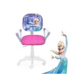 Depolife Çocuk Odası Ders Çalışma Ofis Koltuğu Öğrenci Sandalyesi Frozen Desenli Pembe Beyaz Tekerlekli