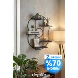 Depolife Dekoratif Metal Modern Duvar Rafı Çiçeklik Kitaplık Siyah Uçan Raf