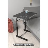 Depolife Eğim Yükseklik Ayarlı Laptop Sehpası Kahvaltı Ders Çalışma Bilgisayar Ofis Yemek Masası Metal Ayak - 60 x 45 cm - Kahverengi
