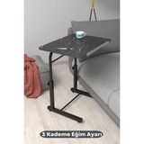 Depolife Eğim yükseklik ayarlı laptop sehpası kahvaltı ders çalışma bilgisayar ofis yemek masası metal ayak - Antrasit