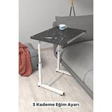 Depolife Eğim Yükseklik Ayarlı Laptop Sehpası Kahvaltı Ders Çalışma Bilgisayar Ofis Yemek Masası Metal Ayak Ceviz