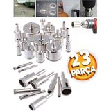 Depolife Elmaslı Boru Tipi Panc 23 Parça (3 mm-65 mm) Mermer Granit Fayans Cam Yuvarlak Delme Matkap Uyumlu