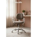 Depolife Ev Ofis Sekreter Personel Çalışma Sandalyesi Geriye Yatma Krom Beyaz Büro Ders Oyuncu Koltuğu