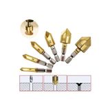 Depolife Havşa matkap ucu seti Hex HSS 5 flüt havsa 90 derece ahşap pah kesici 6-19mm ahşap delme