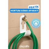 Depolife Hortum Asma Aparatı Hortum Dolama Sarma Hortum Askısı Musluk Üzeri Montajsız yada Duvar Montajlı hortum-asma-musluk-beyaz
