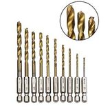 Depolife Hss Çelik Titanyum Kaplı Matkap Uç Seti 10 Parça Altıgen Saplı 1/4 Hex Ahşap Metal Uç Takımı