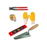 Depolife Inşaatcı Harç Sıvacı Malası 25Cm Betoncu Kerpeteni Su Terazisi 5 Metre Eldiven Set