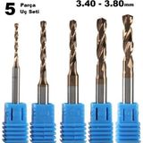 Depolife Kalıpçı Taşlama Delme Cnc Router Karbür Uç Seti 3.40MM - 3.80MM Çap Carbide Matkap Ucu 5 Parça Set