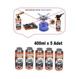 Depolife Kamp Ocağı Yedek Tüp Gazı Pürmüz Torc Kafası Için 5 Adet Kamp Gaz Tüpü Çakmak Gazı (400ML)