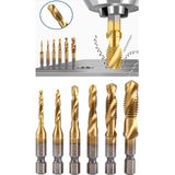 Depolife Klavuz Seti 1/4 Bıts Kendinden Matkap Uçlu M3 M4 M5 M6 M8 M10 Titanyum Ahşap Metal Matkap Uçlu