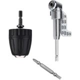 Depolife Mandrenli Köşe Vidalama Delme Kör Nokta Aparatı 1/4 Hex Matkap Vidalama Adaptörü Altıgen Saplı 3lü