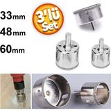 Depolife Mermer Granit Fayans Cam Yuvarlak Delme 33-48-60 mm Matkap Uyumlu Elmaslı Boru Tipi 3lü Panc