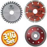 Depolife Mermer Granit Seramik Beton Taş Kesici Disk Seti 115MM Kesme Daire Disk Bıçak Takımı 3 Parça