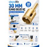 Depolife Mermer Seramik Cam Granit Delmek için 30mm Panç Delici Elmas uçlu Buvat Matkap için Delici Uç