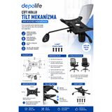 Depolife Ofis Koltuğu Mekanizması Çift Kollu Tilt Mekanizma Metal 15x25cm mekanizma