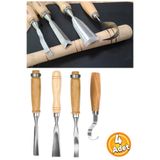 Depolife Oyma Setleri Iskarpela Seti Kıvrık uçlu Ahşap Oyma Takımları 4 Parça Carving chesel