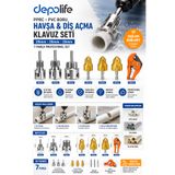 Depolife Pprc PVC Boru Havşa ve Diş Açma Klavuz Seti 20mm 25mm 32mm Pafta Kılavuz diş Açma 7li Pah Rayba