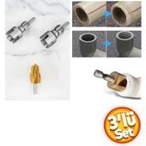 Depolife PVC Havşa seti ve 1/2 3/4 iç Diş Açma Seti Klavuz pprc Ahşap boru Pafta Rayba Açma Seti 3lü