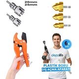 Depolife PVC PPRC Boru Kesme Makası İç ve Dış Diş Açma Aparatı 20mm ve 25mm Yiv Paso Açma Anahtarı Rayba Pafta