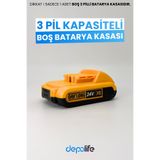 Depolife Şarjlı Matkap Boş Yedek Batarya Elektrikli Alet Araç Yıkama Pil Kasası Li-ion Akü Pil Universal