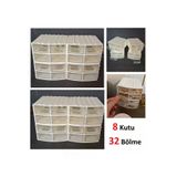 Depolife Şeffaf Çekmeceli Organizer Kutu 8 Kutu 32 Bölmeli Dremel Gravür Boncuk Mücevher Saklama Kutusu