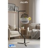 Depolife Siyah Büyük Boy Kalın Kuş Kafesi Askı Ayaklı Kafes Askılığı Kuş Tünek