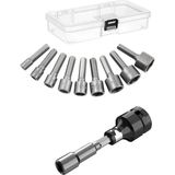 Depolife Somun Sökme Sıkma Torklu Makine Için 9 Adet Lokma Seti ve Bits Adaptör 1/2 Hex - Siyah