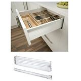 Depolife Yanaklı Çekmece Rayı Metal Kenarlı Mutfak çekmece kasası hafele Metal çekmece kasa 86x450mm hafele Krem