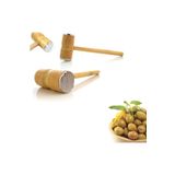 Depolife Zeytin Kırma Tokmağı Et Dövme Çekiç Tokmağı Dalgalı Alüminyum Ağızlı Ahşap Tokmak